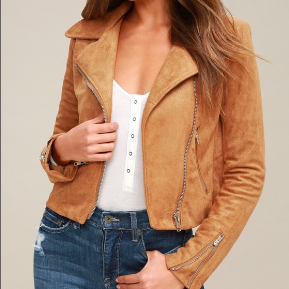 Lulu’s Tan Suede Moto Jacket